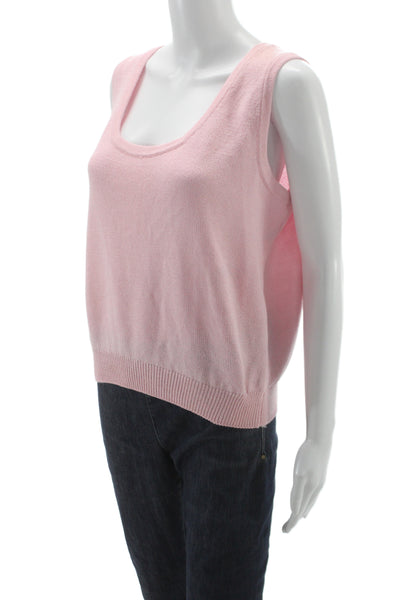 St John Collection By Marie Gray Women Pink Cotton Sleeveless Tank Size L