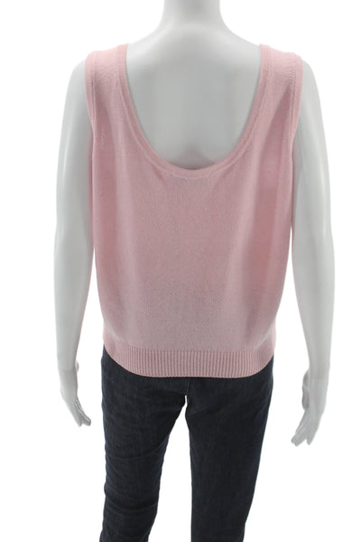 St John Collection By Marie Gray Women Pink Cotton Sleeveless Tank Size L