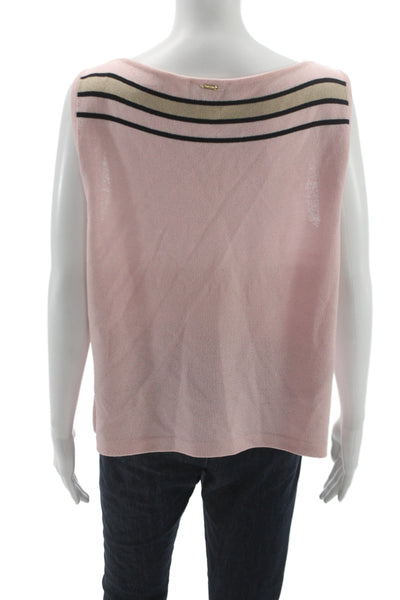 St. John Sport By Marie Gray Women Basic Pink Striped Sleeveless Tank Size L