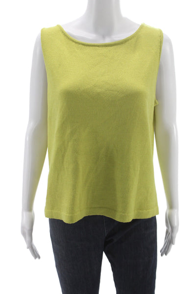 St. John Womens Basic Sleeveless Tank Yellow Polyester Round Neck Size L