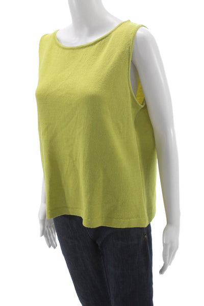 St. John Womens Basic Sleeveless Tank Yellow Polyester Round Neck Size L