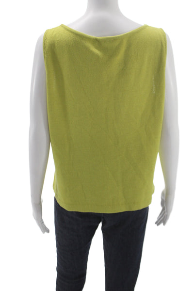 St. John Womens Basic Sleeveless Tank Yellow Polyester Round Neck Size L