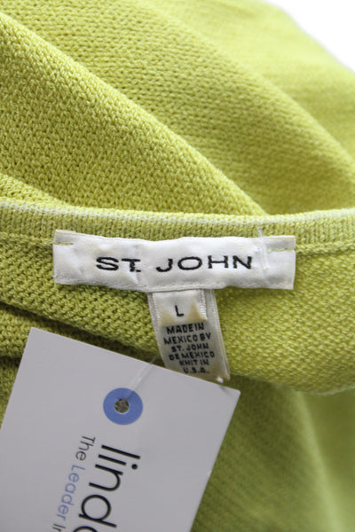 St. John Womens Basic Sleeveless Tank Yellow Polyester Round Neck Size L