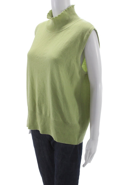 St. John Cashmere Womens Green Mock Neck Vest Size XL