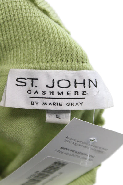 St. John Cashmere Womens Green Mock Neck Vest Size XL