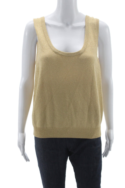 St. John Basics Women Basic Knit Metallic Beige Tank Top Size L