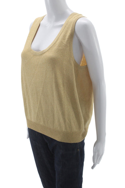 St. John Basics Women Basic Knit Metallic Beige Tank Top Size L