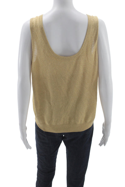 St. John Basics Women Basic Knit Metallic Beige Tank Top Size L