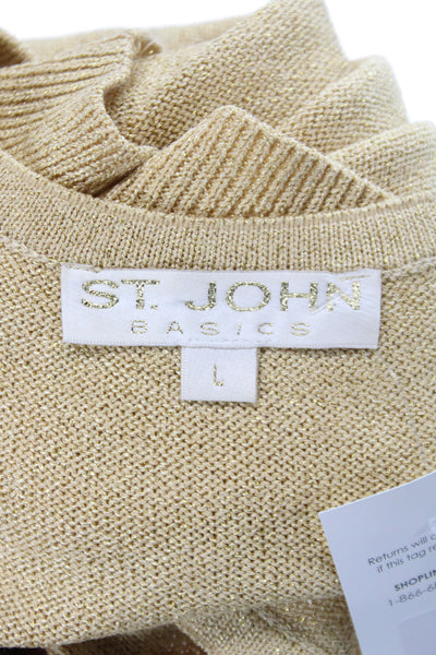 St. John Basics Women Basic Knit Metallic Beige Tank Top Size L