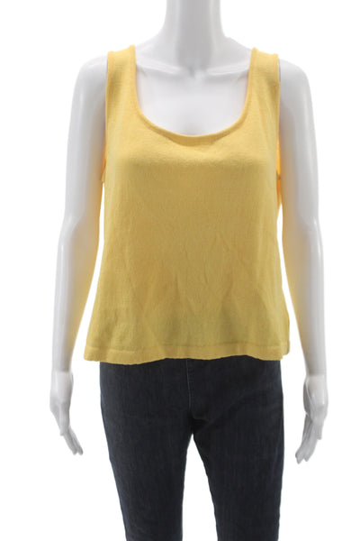 St. John Women Cropped Tank Yellow Cotton Sleeveless Size L