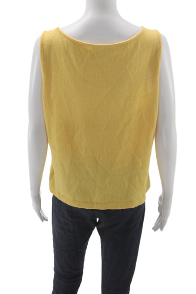St. John Women Cropped Tank Yellow Cotton Sleeveless Size L