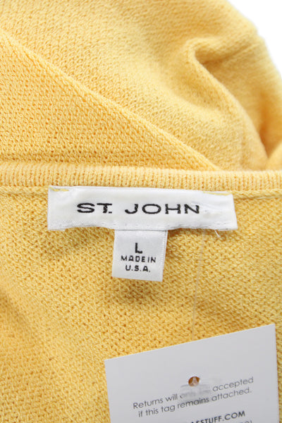 St. John Women Cropped Tank Yellow Cotton Sleeveless Size L