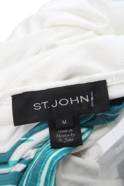 St. John Womens Basic Jersey Sleeveless White Round Neck Rayon Spandex Size M