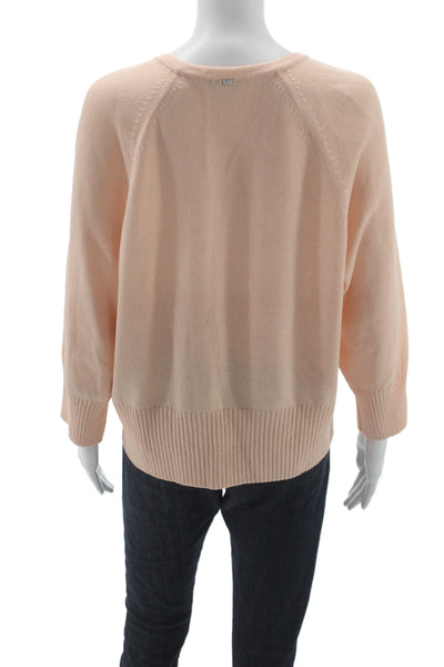 St. John Sport Unisex Pink Wool Rayon Cardigan Crewneck 3/4 Sleeve Size XL