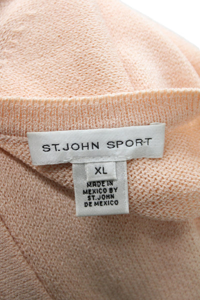 St. John Sport Unisex Pink Wool Rayon Cardigan Crewneck 3/4 Sleeve Size XL