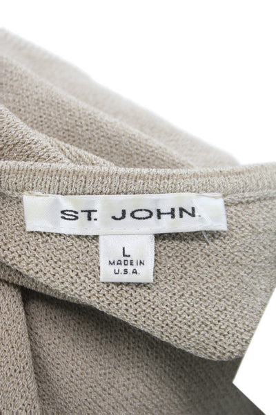 St. John Womens Basic Sleeveless Tank Beige Cotton Round Neck Size L