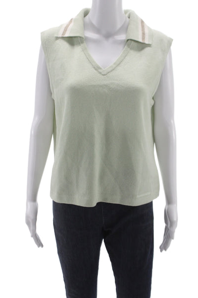 St. John Sport By Marie Gray Women Sleeveless V-Neck Top Green Size L