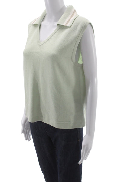 St. John Sport By Marie Gray Women Sleeveless V-Neck Top Green Size L