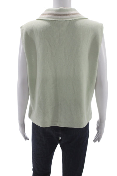 St. John Sport By Marie Gray Women Sleeveless V-Neck Top Green Size L