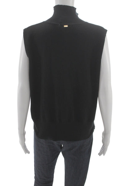 St. John Sport Women 100% Cashmere Sleeveless Mock Neck Tank Black Size L
