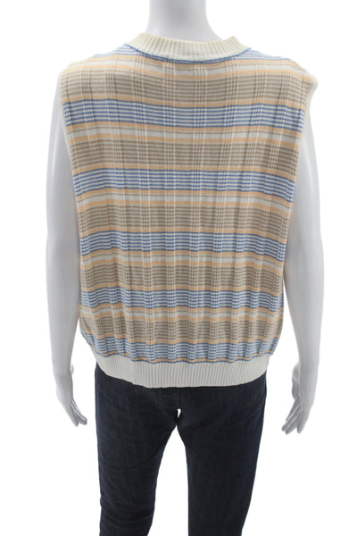 St. John Sport Unisex Plaid Sleeveless Vest Beige Zip Crewneck Wool 90s Size XL