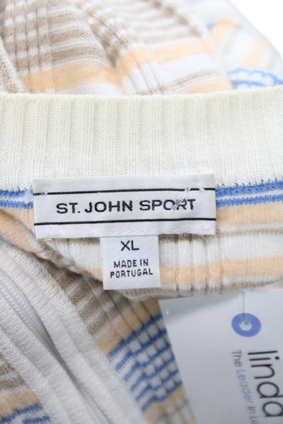 St. John Sport Unisex Plaid Sleeveless Vest Beige Zip Crewneck Wool 90s Size XL