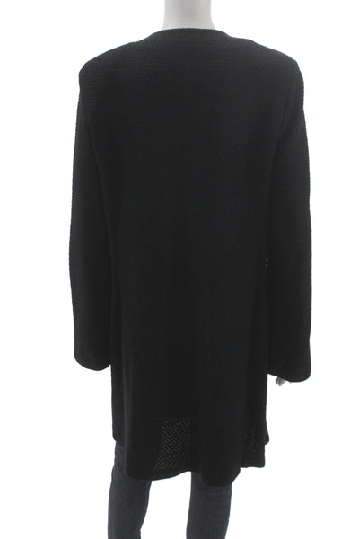 St. John Evening Women Coatigan Black Long Sleeve Button Front Designer Size 14