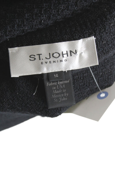 St. John Evening Women Coatigan Black Long Sleeve Button Front Designer Size 14