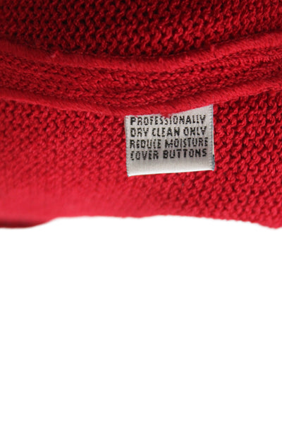 St. John Collection Women Pea Coat Red Wool Button Collared Long Sleeve Size 14