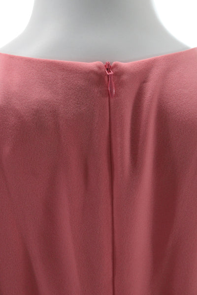 St. John Women Maxi Shift Dress Pink Short Sleeve Round Neck Size 16