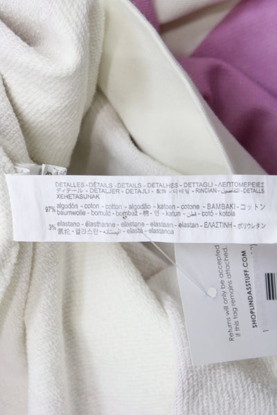 Zara Women White Striped Pullover Sweatshirt Crew Neck Long Sleeve Size M