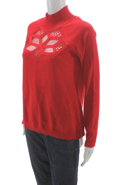 Cyrus Unisex Red Geometric Mock Neck Pullover Sweater Rayon Nylon Size S