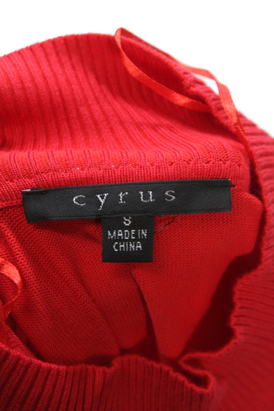 Cyrus Unisex Red Geometric Mock Neck Pullover Sweater Rayon Nylon Size S