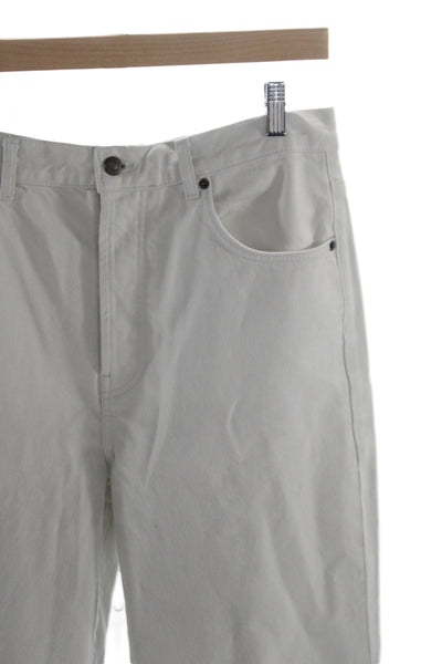 Topshop Unisex White High Rise Cotton Pants Button Inseam 30 Size 10