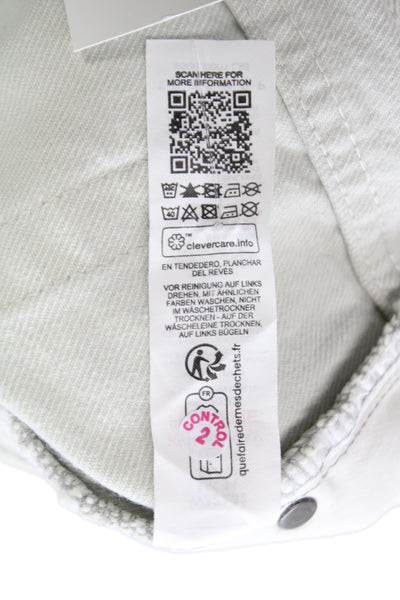 Topshop Unisex White High Rise Cotton Pants Button Inseam 30 Size 10