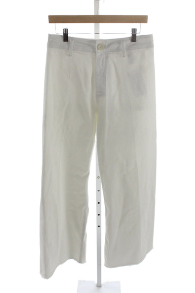 Zara Women Cropped High Rise White Cotton Pants Inseam 28 Size 10