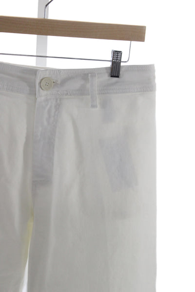 Zara Women Cropped High Rise White Cotton Pants Inseam 28 Size 10