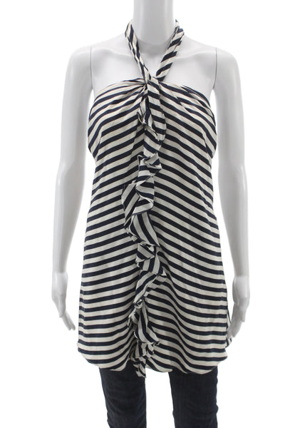 Thread Social Womens Silk Striped Dark Blue Sleeveless Tunic Tie Size 2