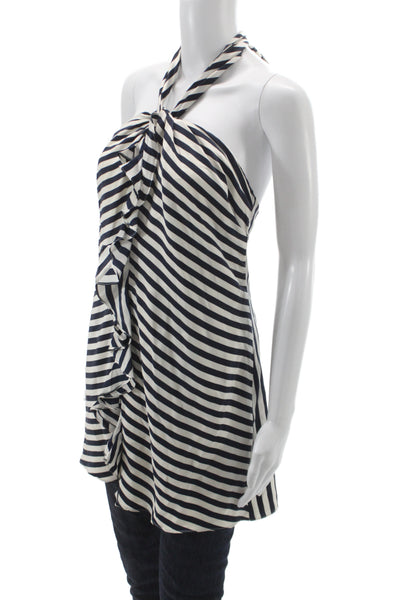 Thread Social Womens Silk Striped Dark Blue Sleeveless Tunic Tie Size 2