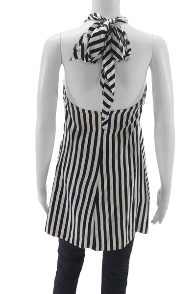 Thread Social Womens Silk Striped Dark Blue Sleeveless Tunic Tie Size 2