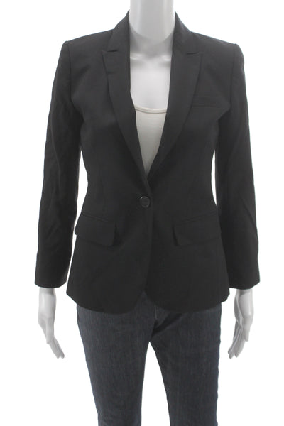 J Crew Womens Black Wool Blazer Collared Button Classic Size 0