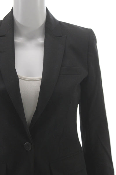 J Crew Womens Black Wool Blazer Collared Button Classic Size 0