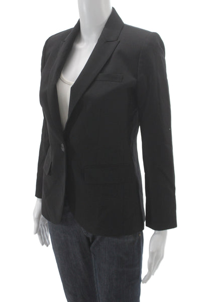 J Crew Womens Black Wool Blazer Collared Button Classic Size 0