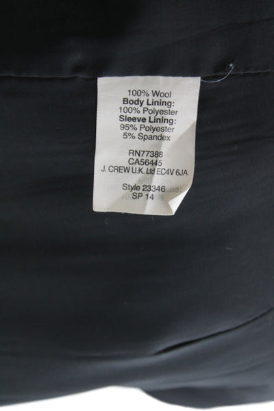 J Crew Womens Black Linen Blend V Neck Blazer Button Long Sleeve Size 0