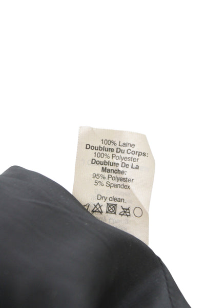 J Crew Womens Black Linen Blend V Neck Blazer Button Long Sleeve Size 0