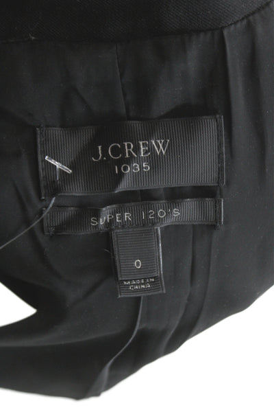 J Crew Womens Black Linen Blend V Neck Blazer Button Long Sleeve Size 0