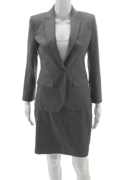 J Crew Womens 2 Piece Wool Gray Suit Button Long Sleeve Size 0