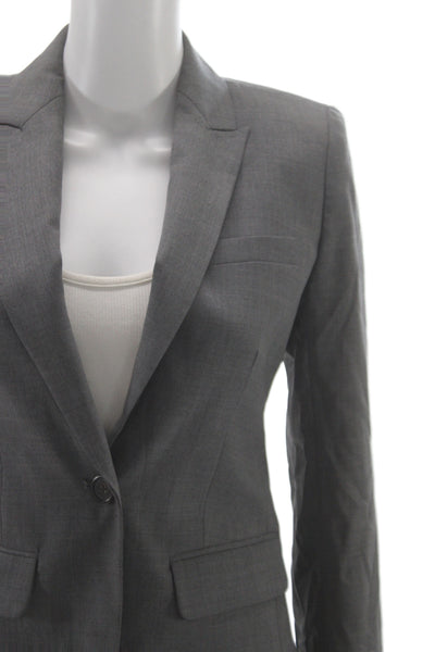 J Crew Womens 2 Piece Wool Gray Suit Button Long Sleeve Size 0