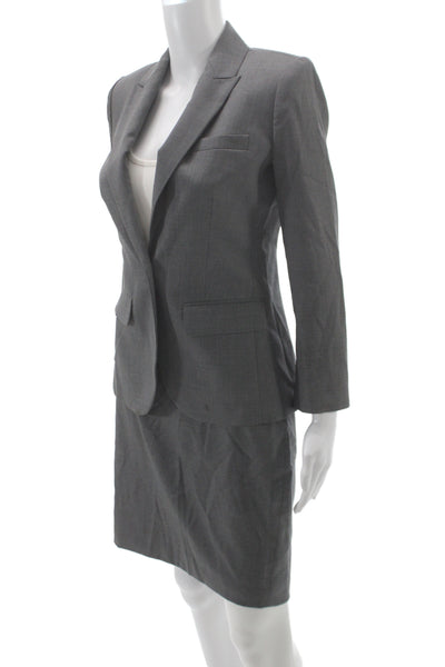J Crew Womens 2 Piece Wool Gray Suit Button Long Sleeve Size 0