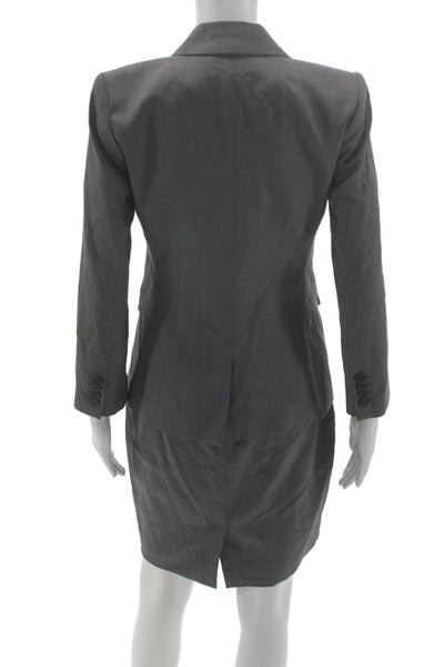 J Crew Womens 2 Piece Wool Gray Suit Button Long Sleeve Size 0